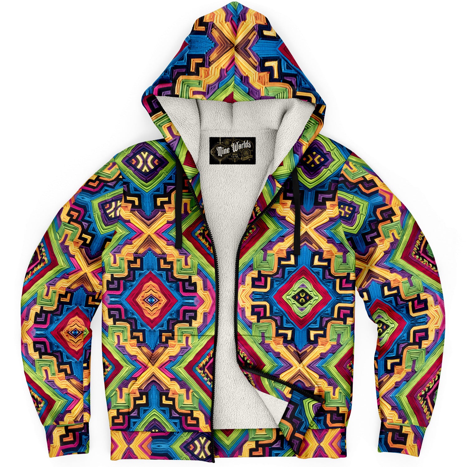 Fleece-Lined  Zip Hoodie - Columbian Wayuu - Nine Worlds Gear
