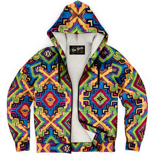 Fleece-Lined  Zip Hoodie - Columbian Wayuu - Nine Worlds Gear