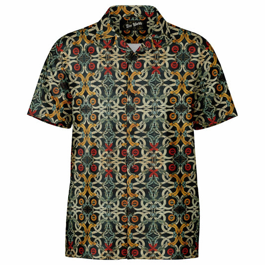 Spread Collar Short Sleeve Button-Down Shirt Norse Viking & Mythology Collection - Jelling - Nine Worlds Gear