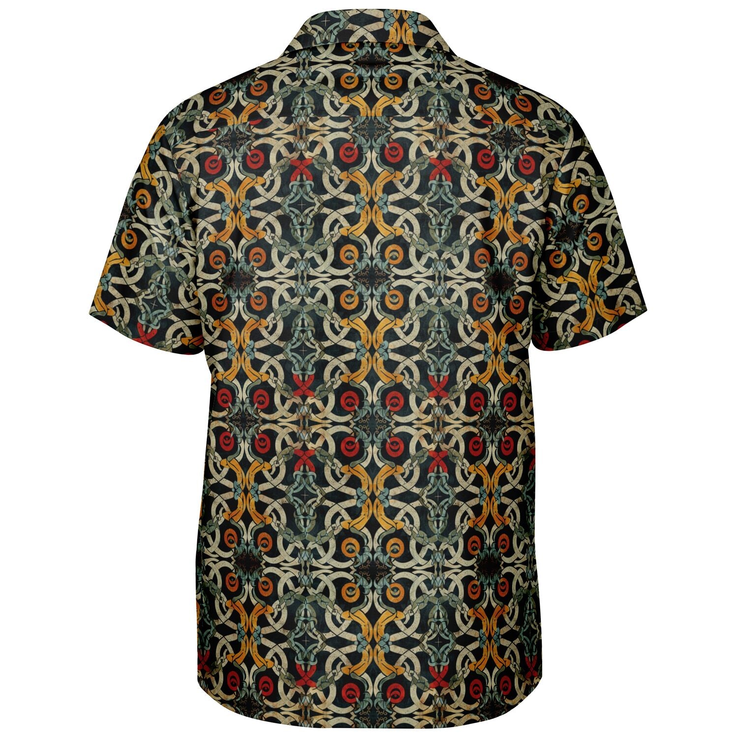 Spread Collar Short Sleeve Button-Down Shirt Norse Viking & Mythology Collection - Jelling - Nine Worlds Gear