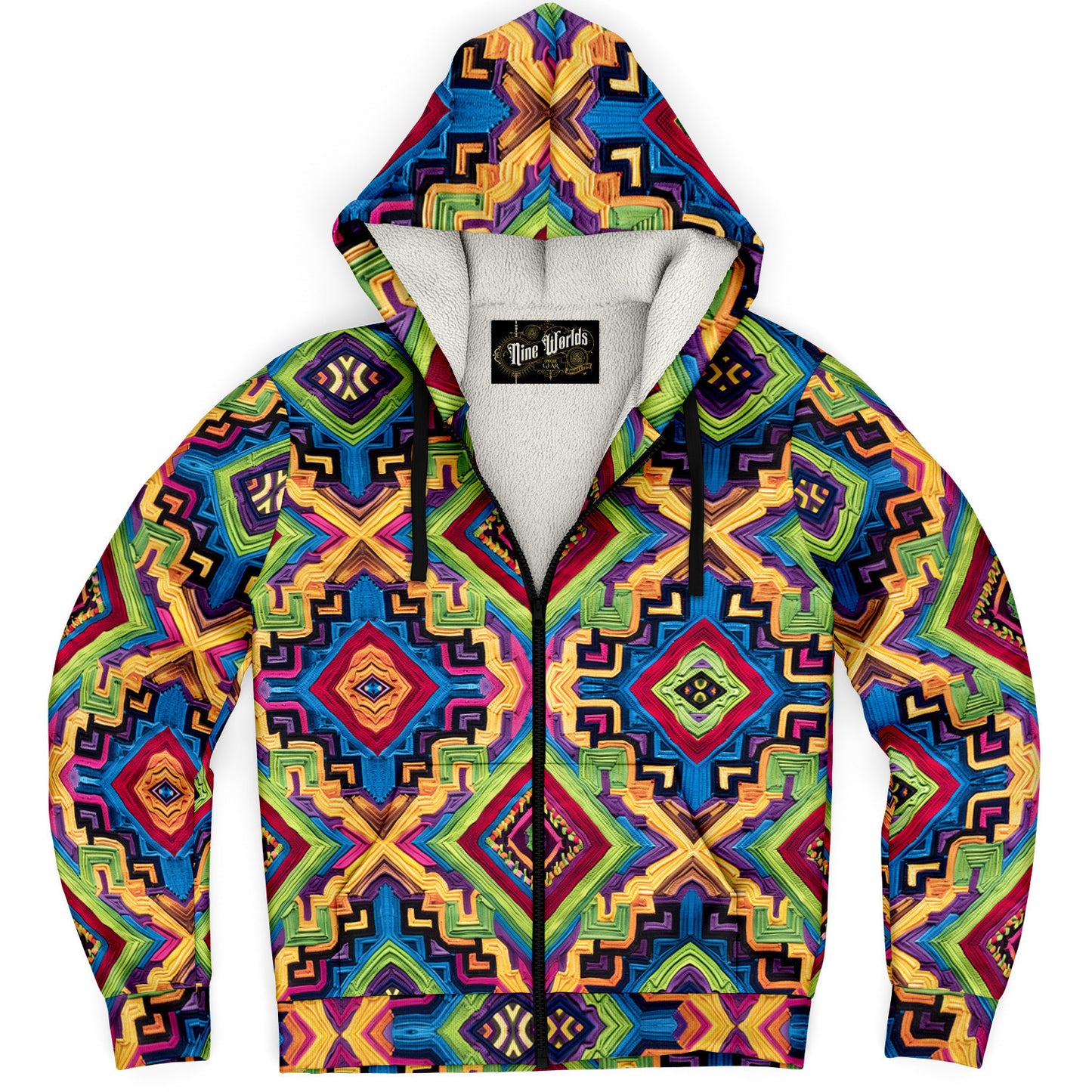 Fleece-Lined  Zip Hoodie - Columbian Wayuu - Nine Worlds Gear