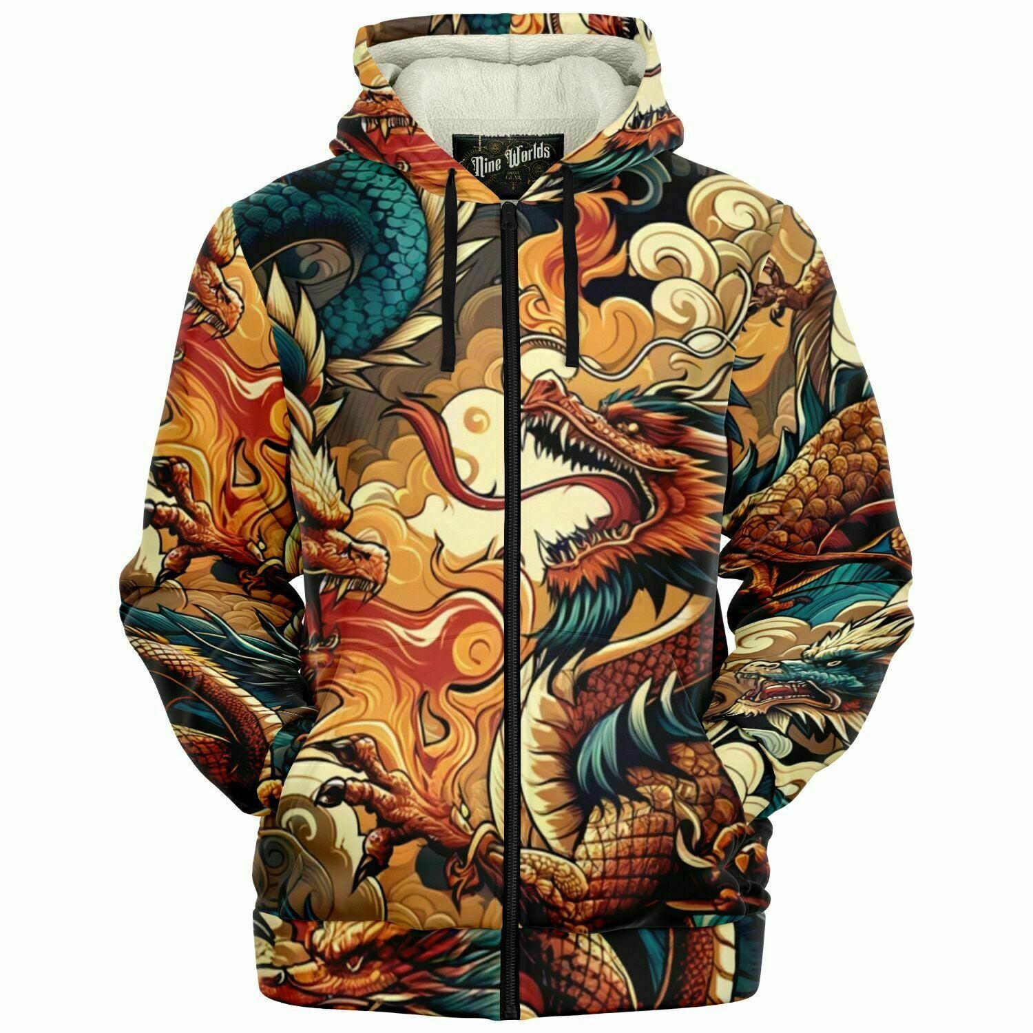 Fleece-Lined  Zip Hoodie - Dragon War - Nine Worlds Gear