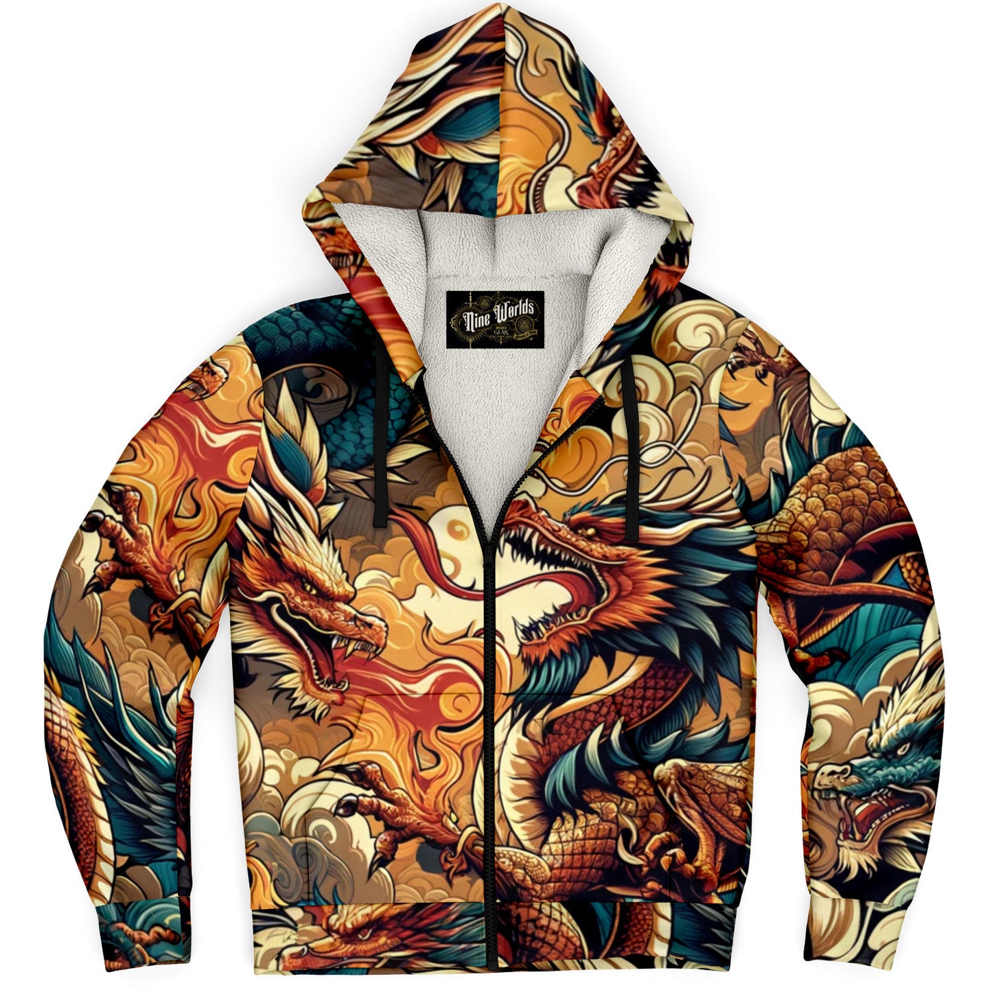 Fleece-Lined  Zip Hoodie - Dragon War - Nine Worlds Gear
