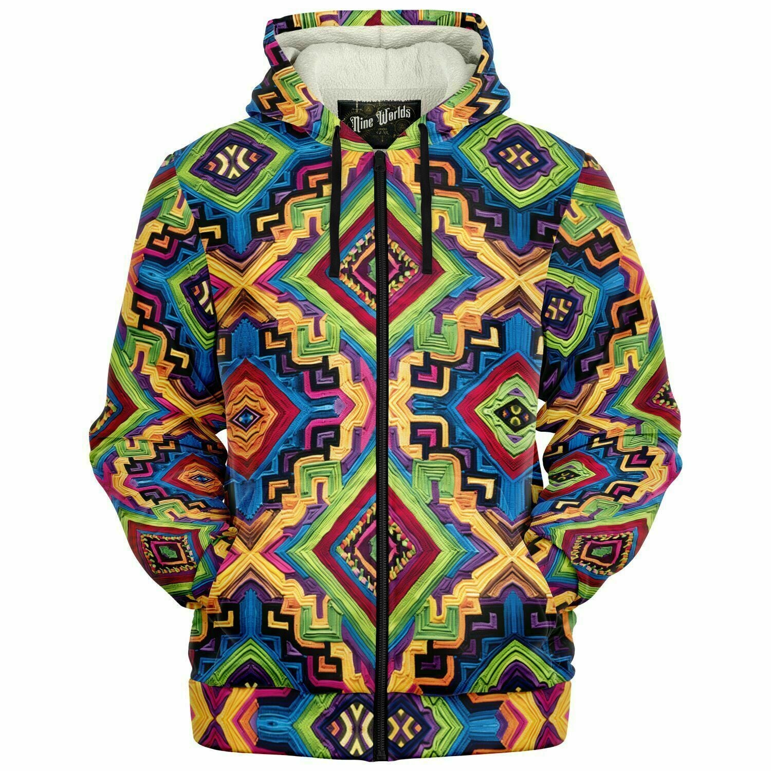 Fleece-Lined  Zip Hoodie - Columbian Wayuu - Nine Worlds Gear