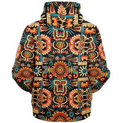 Fleece-lined Zip Hoddie -  Mayan Folk Art - Nine Worlds Gear