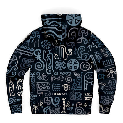 Fleece-Lined  Zip Hoodie - Norse Viking & Mythology Collection - Norse Symbols - Nine Worlds Gear