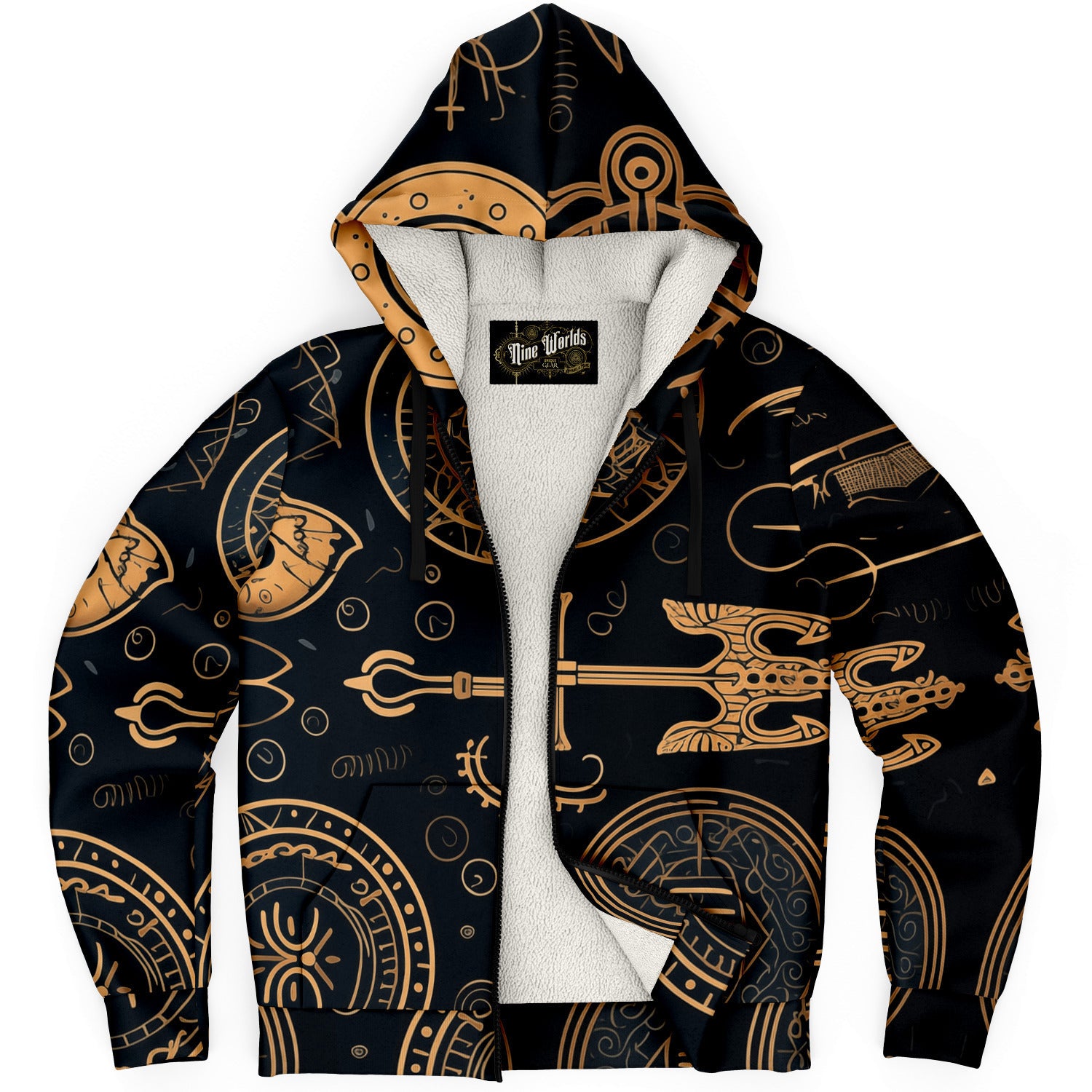 Fleece-Lined Zip Hoodie - Norse Viking & Mythology Collection - Viking Spirit - Nine Worlds Gear