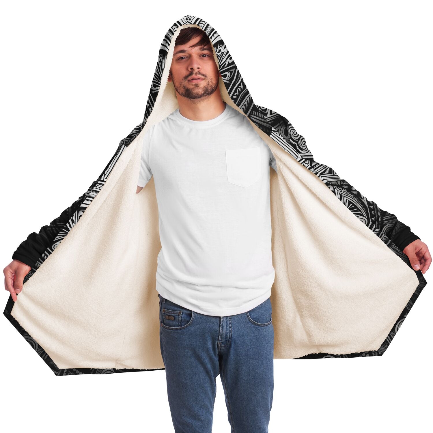 Microfleece Cloak - Polynesian Tribal Art - Nine Worlds Gear