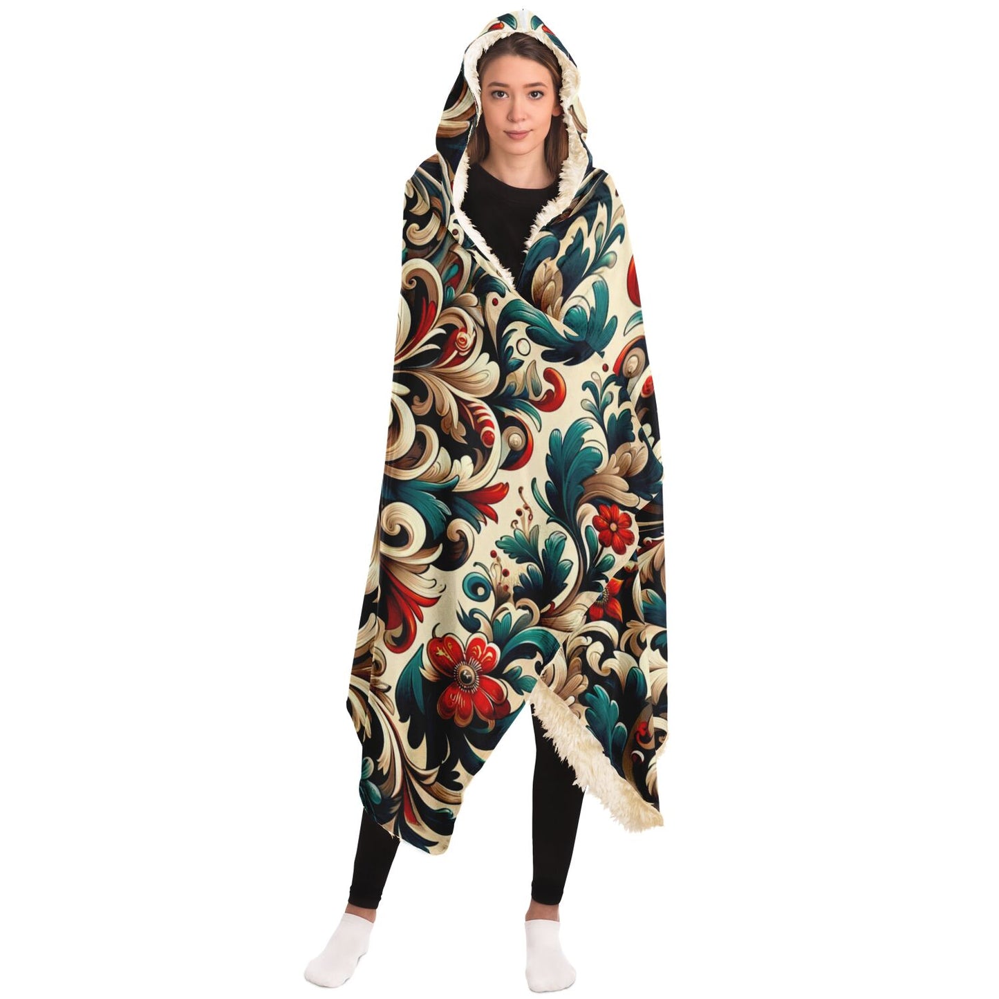 Hooded Blanket - Norwegian Folk Art - Nine Worlds Gear