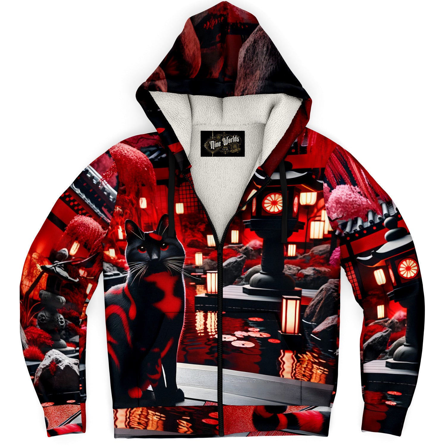 Fleece-Lined Zip Hoodie - Japanese Garden - Nine Worlds Gear