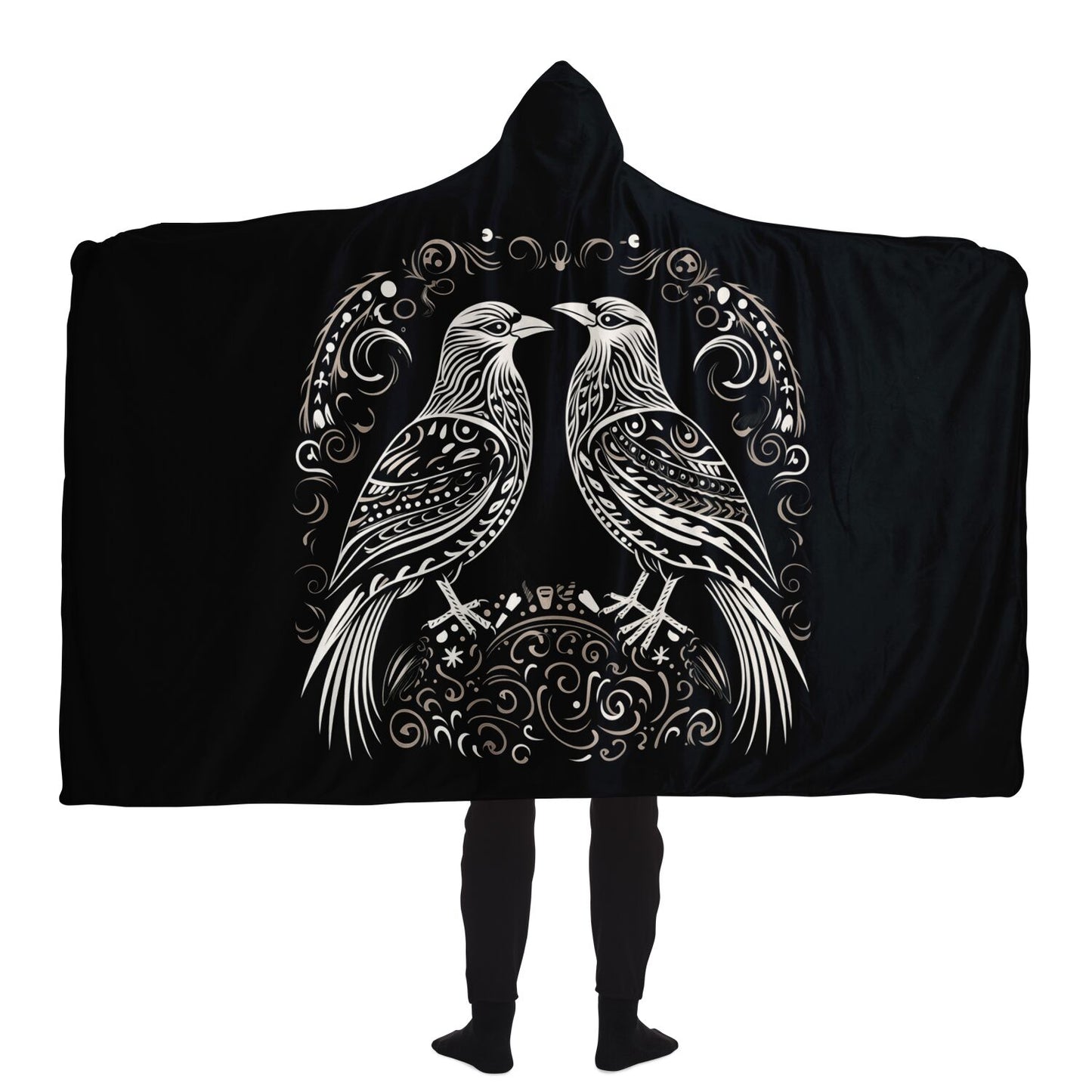 Hooded Blanket - Norse Viking & Mythology Collection - Huginn and Muninn - Nine Worlds Gear