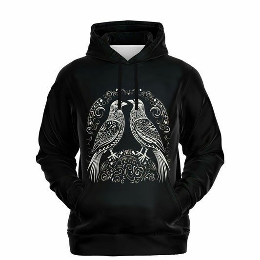 Fashion Hoodie - Norse Viking & Mythology Collection - Huginn and Muninn - Nine Worlds Gear