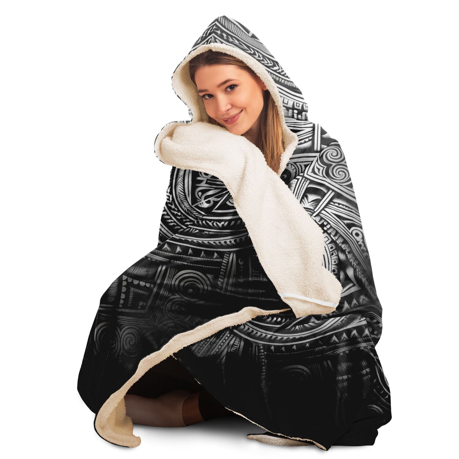 Hooded Blanket - Polynesian Tattoo Art - Nine Worlds Gear