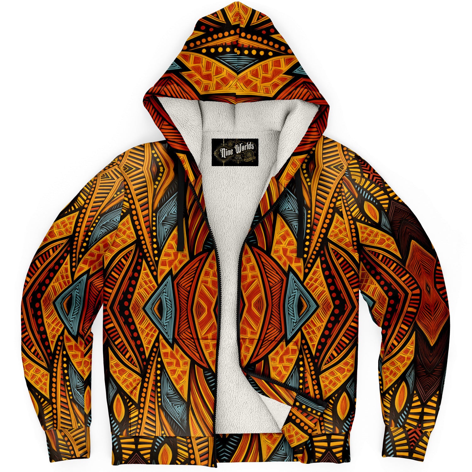 Fleece-Lined Zip Hoodie - African Art - Nine Worlds Gear