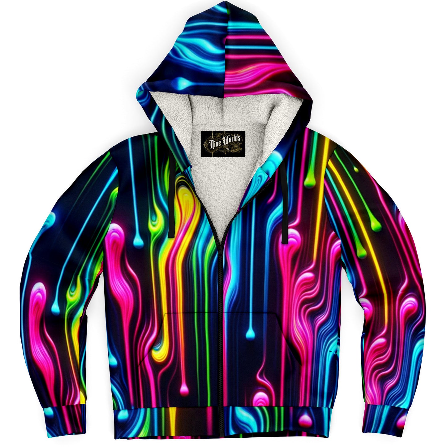 Fleece-Lined Zip Hoodie - Melted Neon - Nine Worlds Gear