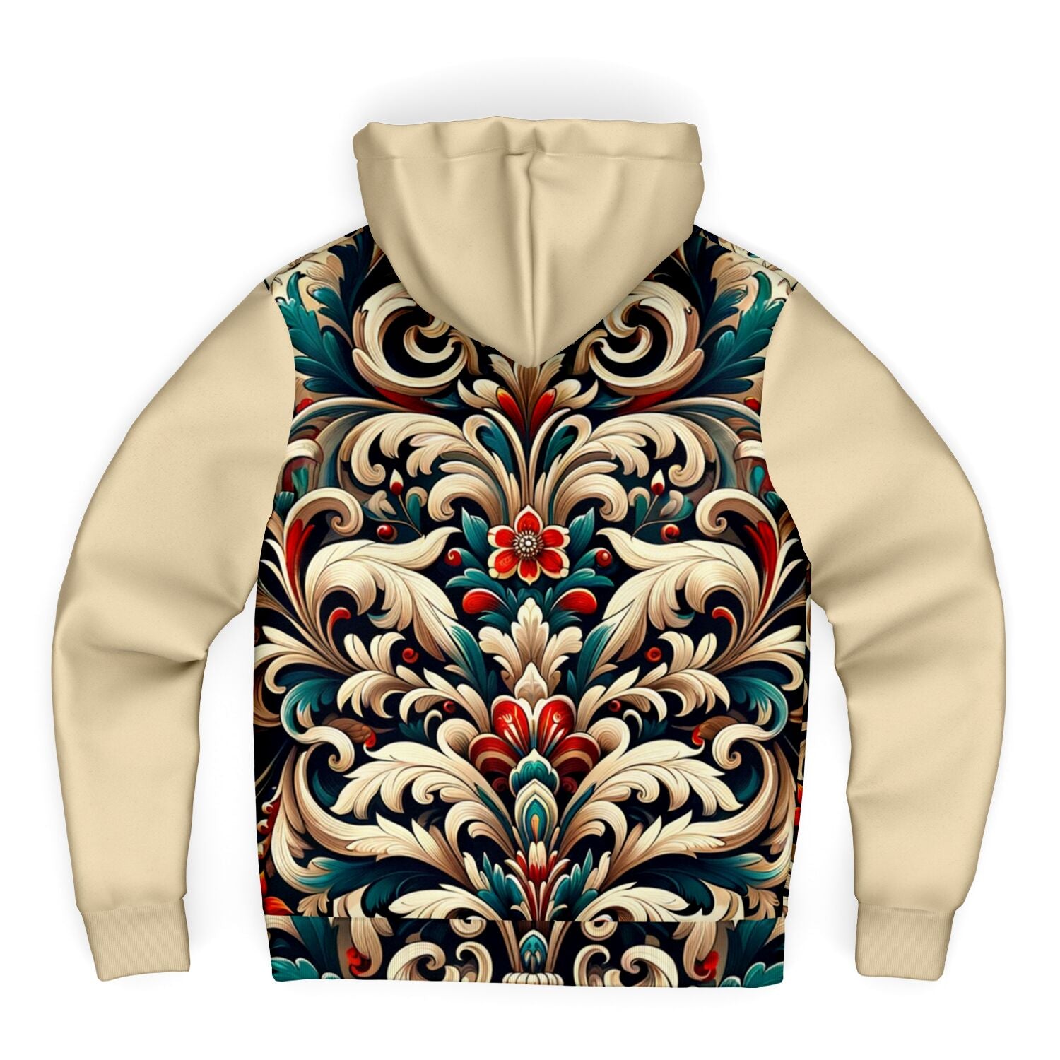 Fleece-Lined Zip Hoodie -  Norwegian Folk Art - Nine Worlds Gear