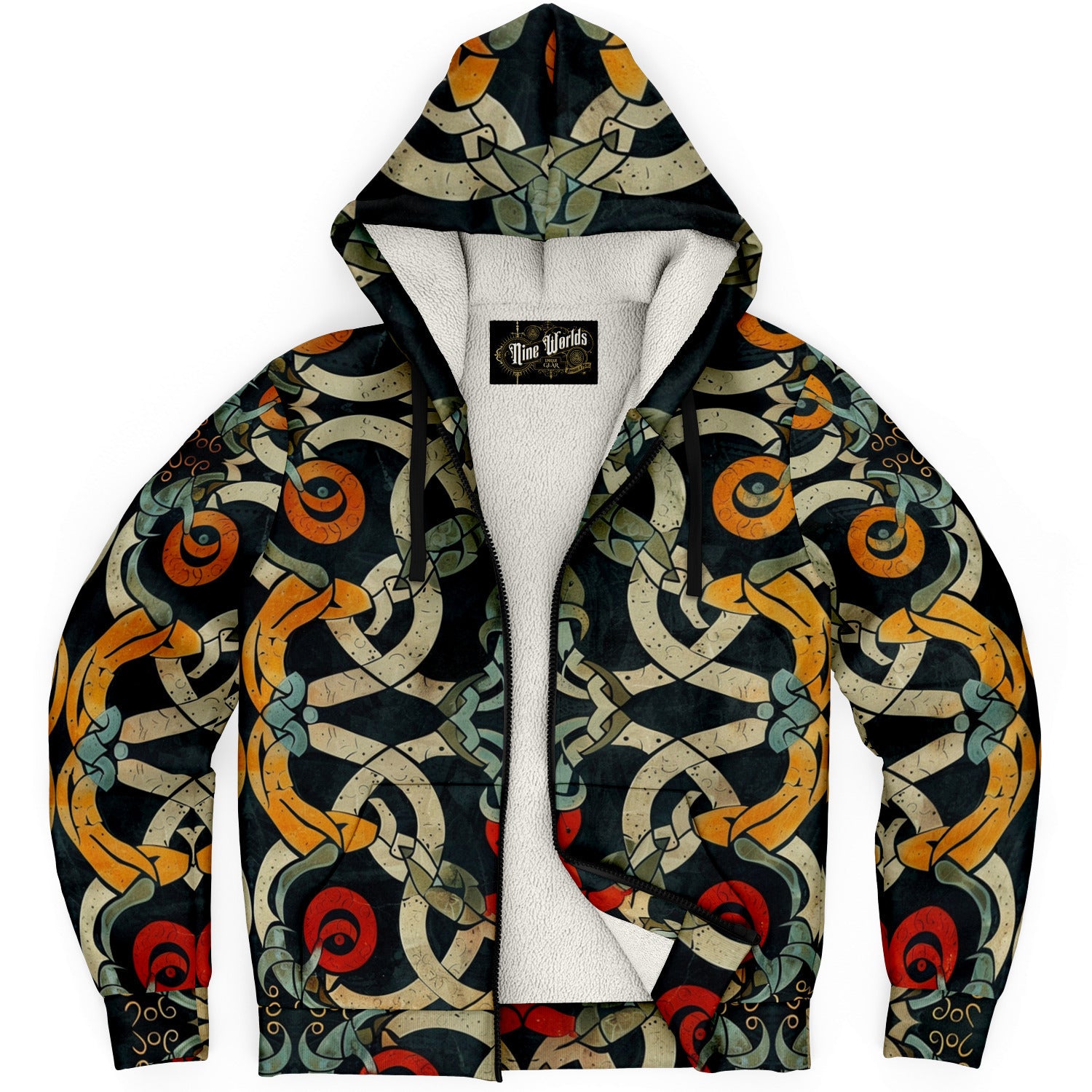 Fleece-Lined Zip Hoodie - Norse Viking & Mythology Collection - Jelling - Nine Worlds Gear