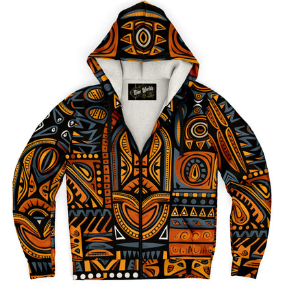 Fleece-Lined Zip Hoodie - African Tribal Art - Nine Worlds Gear