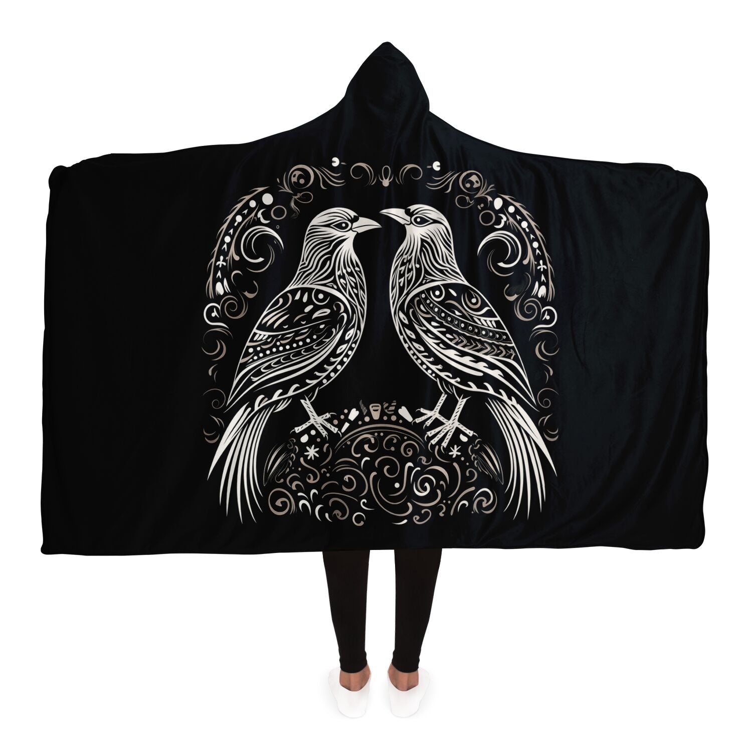 Hooded Blanket - Norse Viking & Mythology Collection - Huginn and Muninn - Nine Worlds Gear