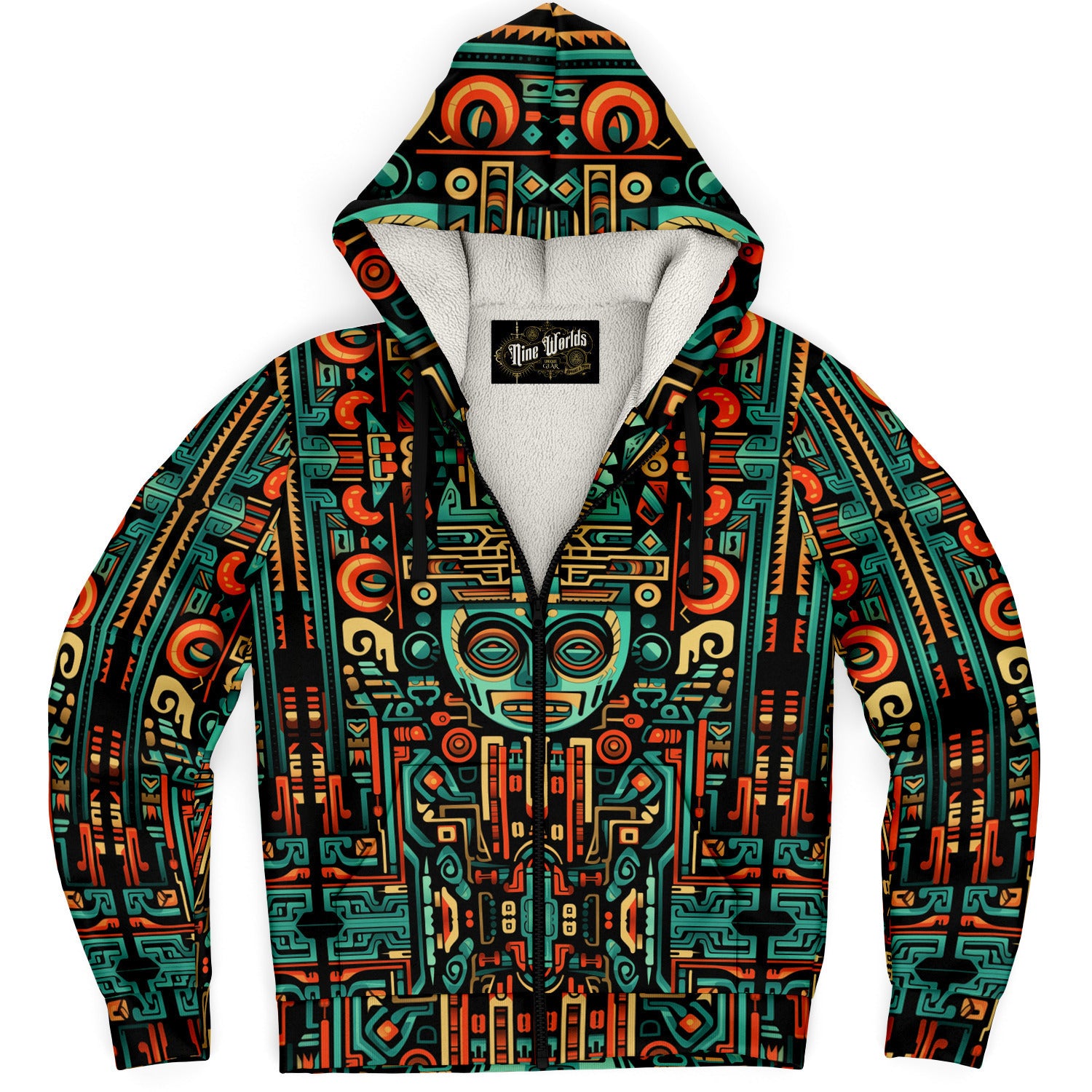 Fleece-Lined Zip Hoodie - Aztec Art - Nine Worlds Gear