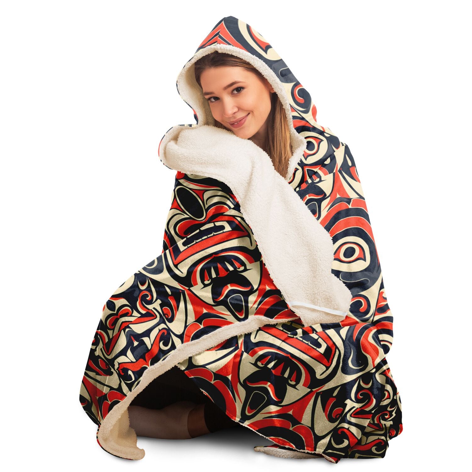 Hooded Blanket - Columbian Totem Art - Nine Worlds Gear