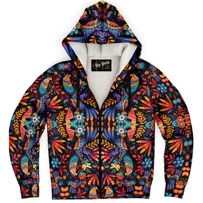 Fleece-Lined Zip Hoodie - Traditional Art of Paraguay - Nine Worlds Gear