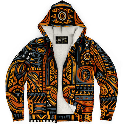 Fleece-Lined Zip Hoodie - African Tribal Art - Nine Worlds Gear