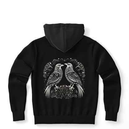 Fashion Hoodie - Norse Viking & Mythology Collection - Huginn and Muninn - Nine Worlds Gear