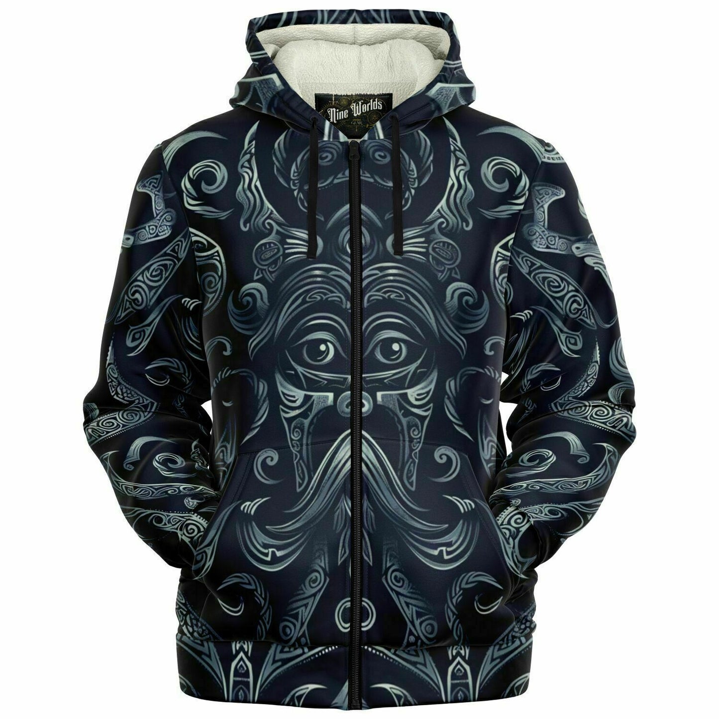 Fleece-Lined Zip Hoodie - Norse Viking & Mythology Collection - Odin - Nine Worlds Gear