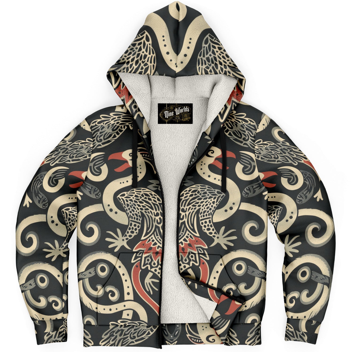 Fleece-Lined  Ziphoodie - Norse Viking &  Mythology - Gullinkambi - Nine Worlds Gear