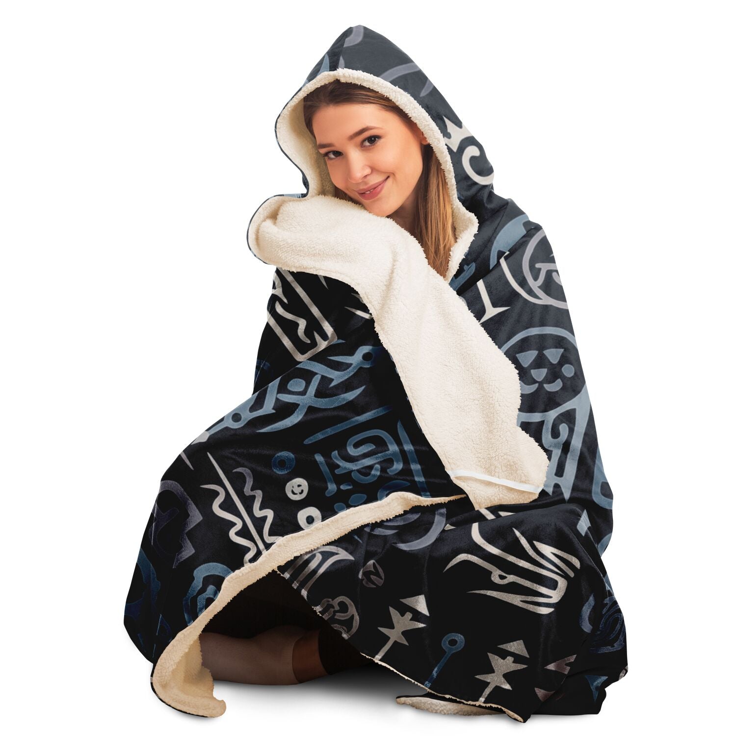 Hooded Blanket - Norse Viking & Mythology Collection  - Symbols - Nine Worlds Gear