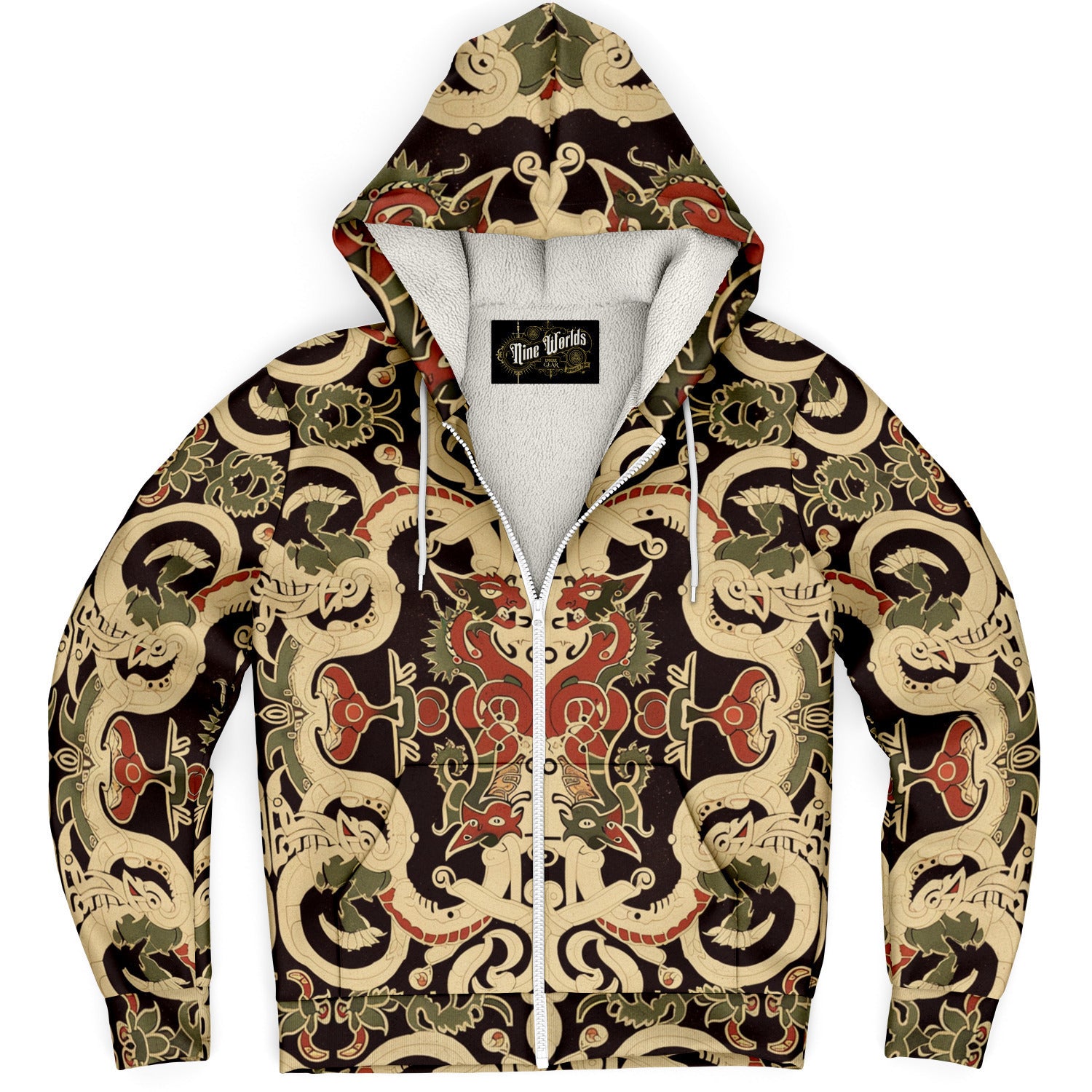 Microfleece Zip Hoodie - Norse Viking & Mythology Collection - Mammen Style - Nine Worlds Gear