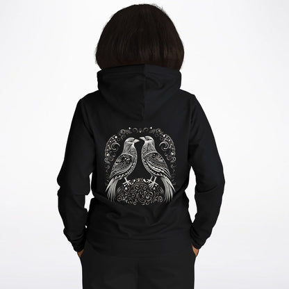 Fashion Hoodie - Norse Viking & Mythology Collection - Huginn and Muninn - Nine Worlds Gear