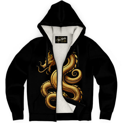 Fleece-Lined Zip Hoodie - Golden Serpent - Nine Worlds Gear