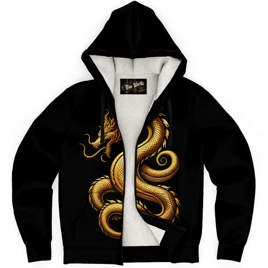 Fleece-Lined Zip Hoodie - Golden Serpent - Nine Worlds Gear