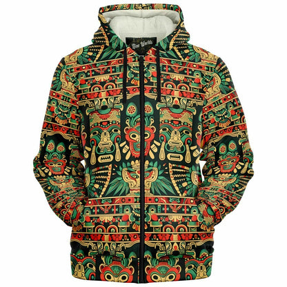 Fleece-Lined Zip Hoodie - Art of the Maya - Nine Worlds Gear