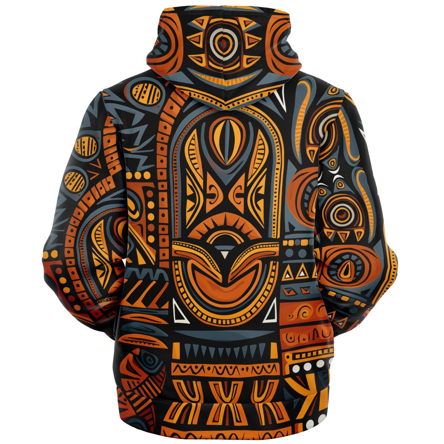 Fleece-Lined Zip Hoodie - African Tribal Art - Nine Worlds Gear