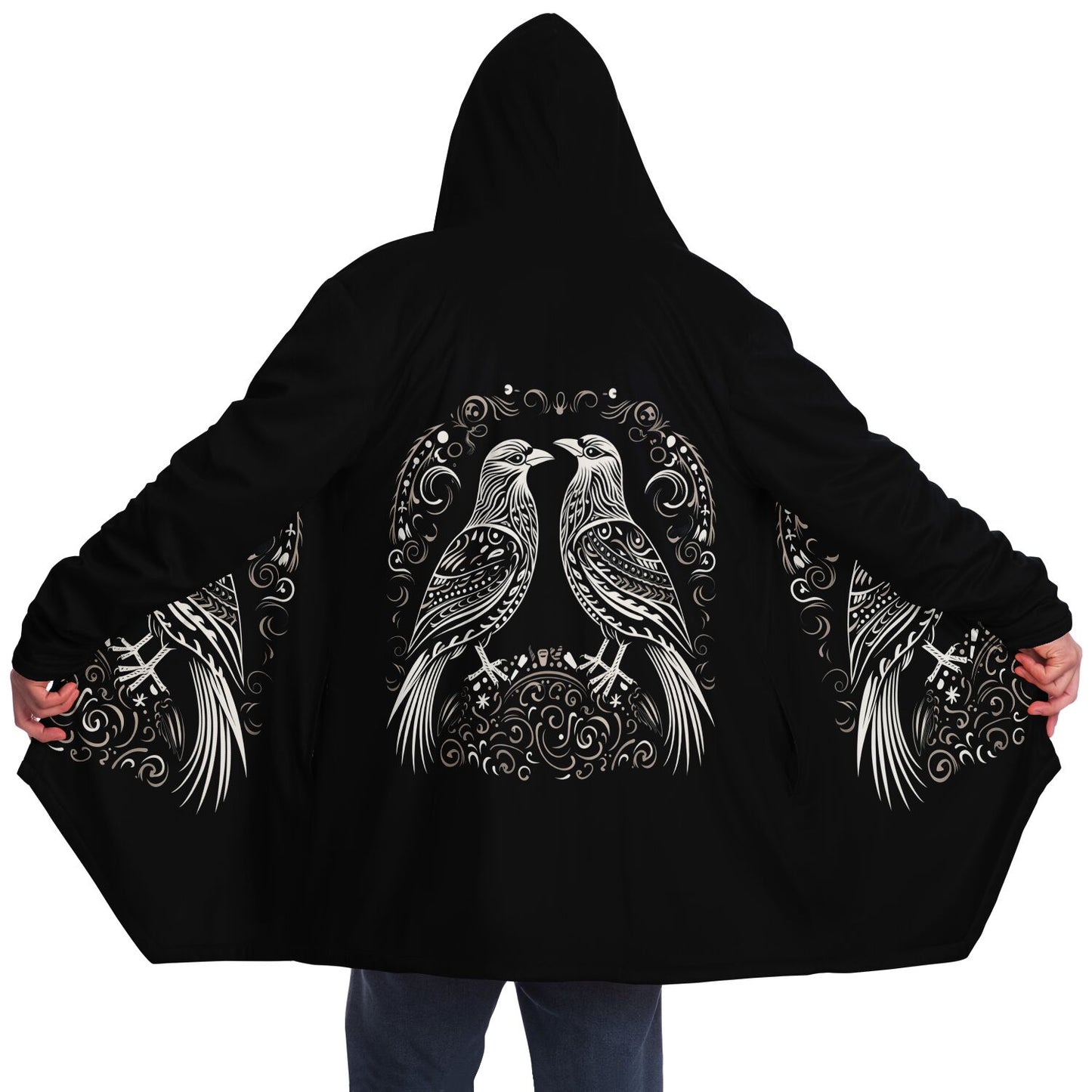 Microfleece Cloak - Norse Viking & Mythology Collection - Huginn and Muninn - Nine Worlds Gear