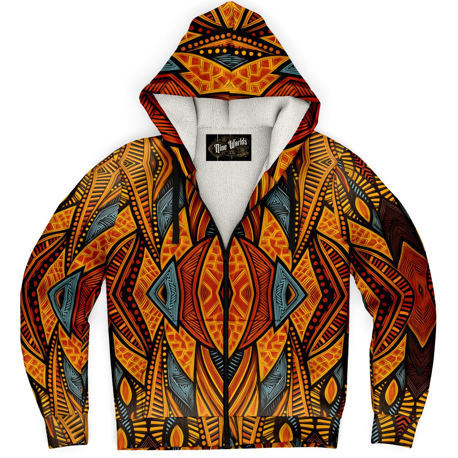 Fleece-Lined Zip Hoodie - African Art - Nine Worlds Gear