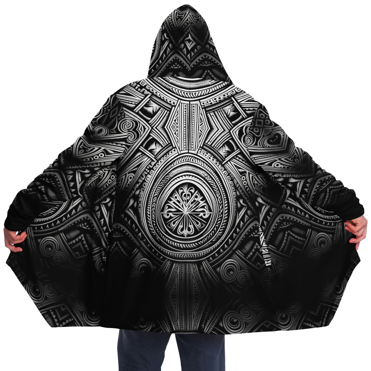 Microfleece Cloak - Polynesian Tribal Art - Nine Worlds Gear