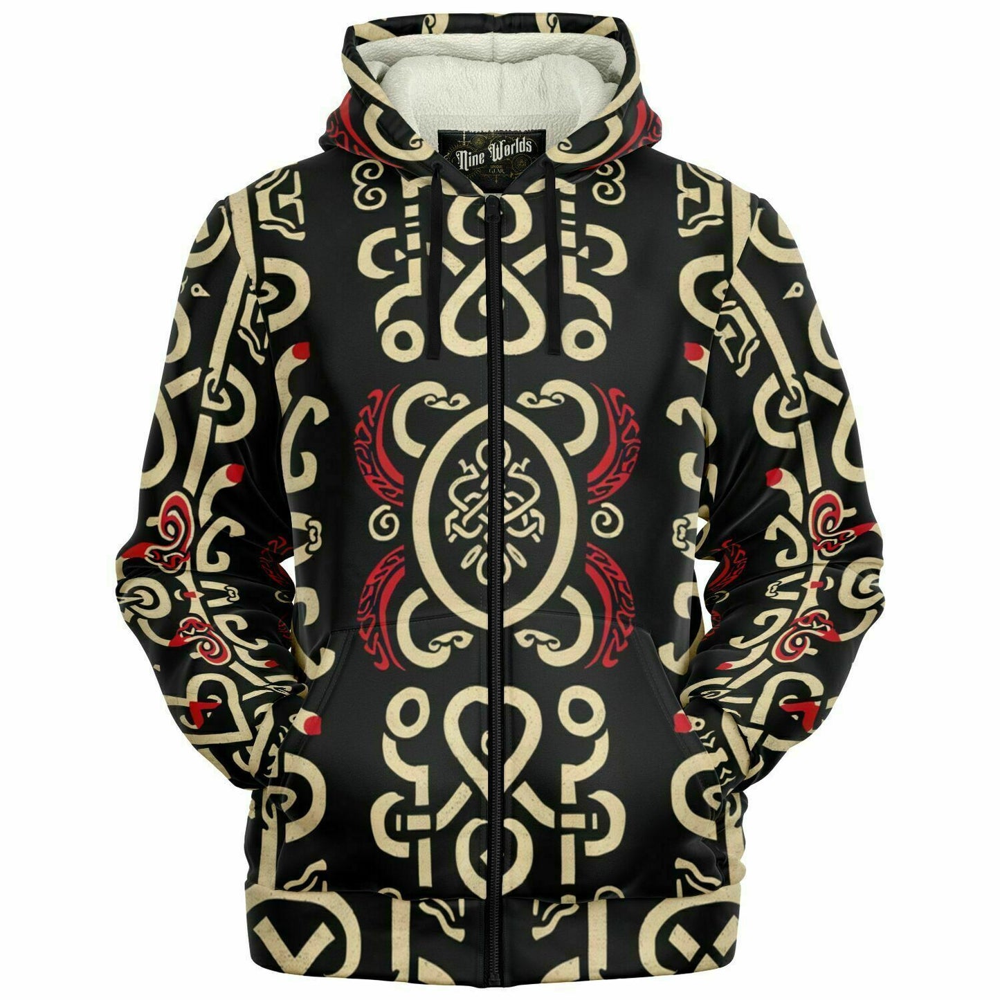 Fleece-Lined Zip Hoodie - Norse Viking & Mythology Collection - Ringerike - Nine Worlds Gear