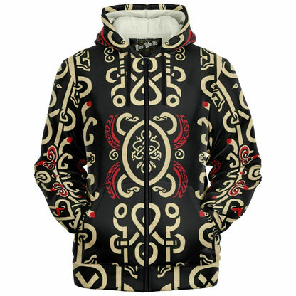 Fleece-Lined Zip Hoodie - Norse Viking & Mythology Collection - Ringerike - Nine Worlds Gear