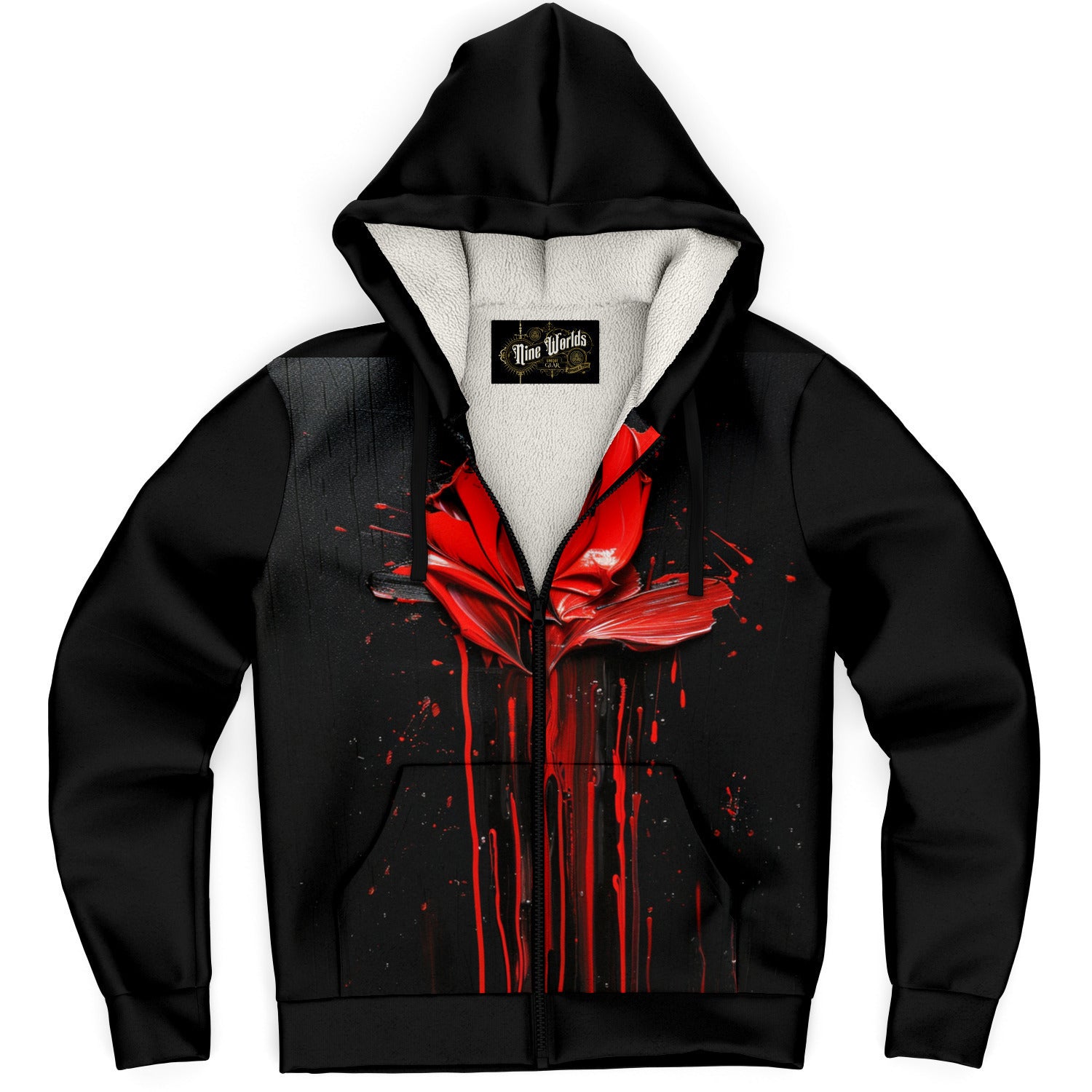 Fleece-Lined  Zip Hoodie - Melting Rose - Nine Worlds Gear