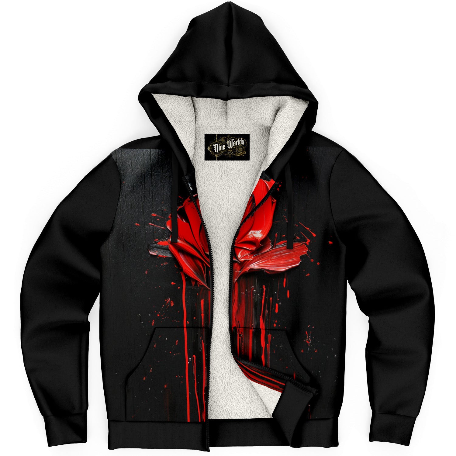 Fleece-Lined  Zip Hoodie - Melting Rose - Nine Worlds Gear