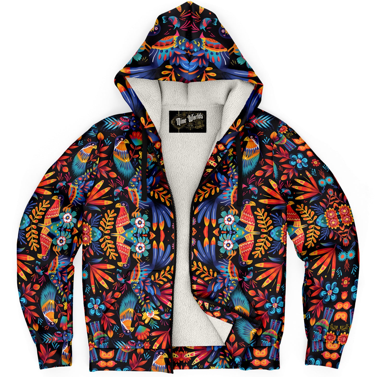 Fleece-Lined Zip Hoodie - Traditional Art of Paraguay - Nine Worlds Gear