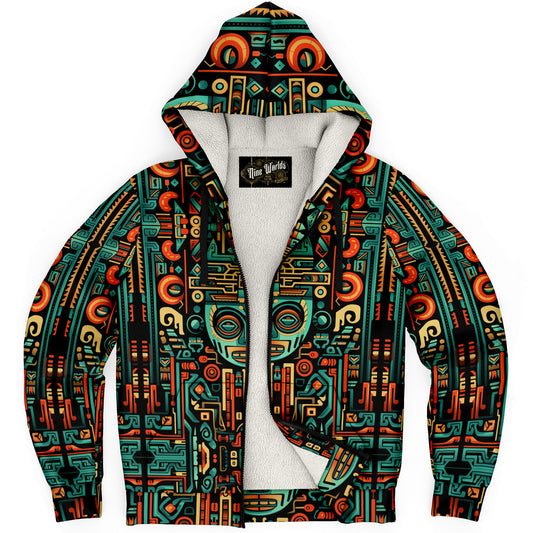 Fleece-Lined Zip Hoodie - Aztec Art - Nine Worlds Gear