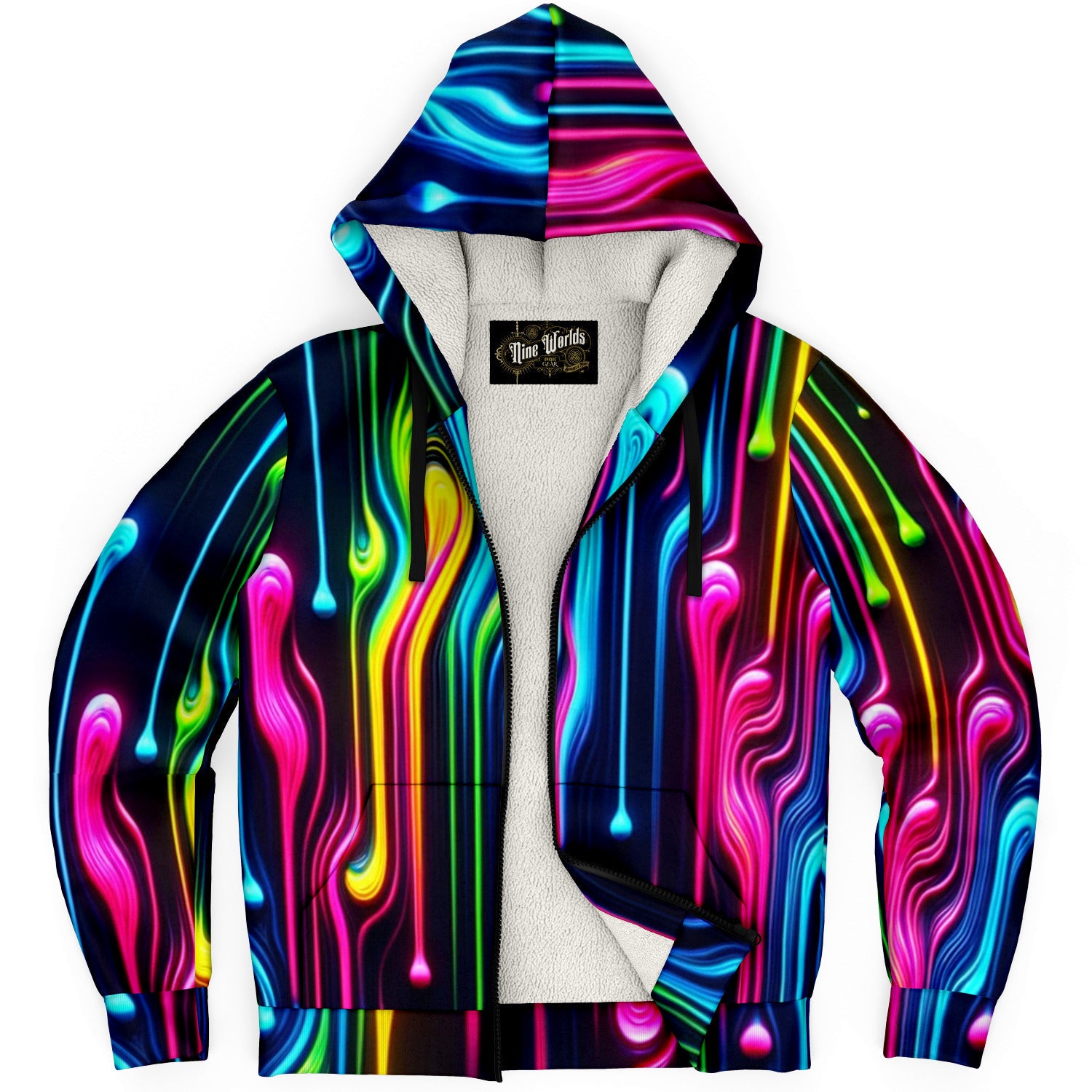 Fleece-Lined Zip Hoodie - Melted Neon - Nine Worlds Gear