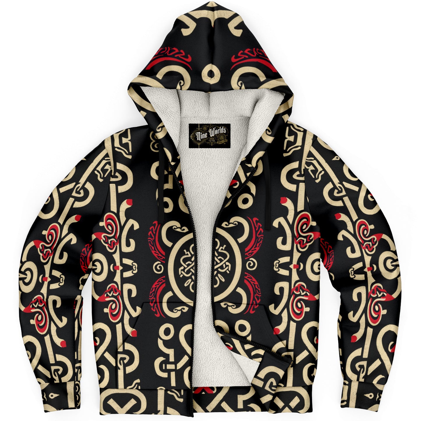 Fleece-Lined Zip Hoodie - Norse Viking & Mythology Collection - Ringerike - Nine Worlds Gear