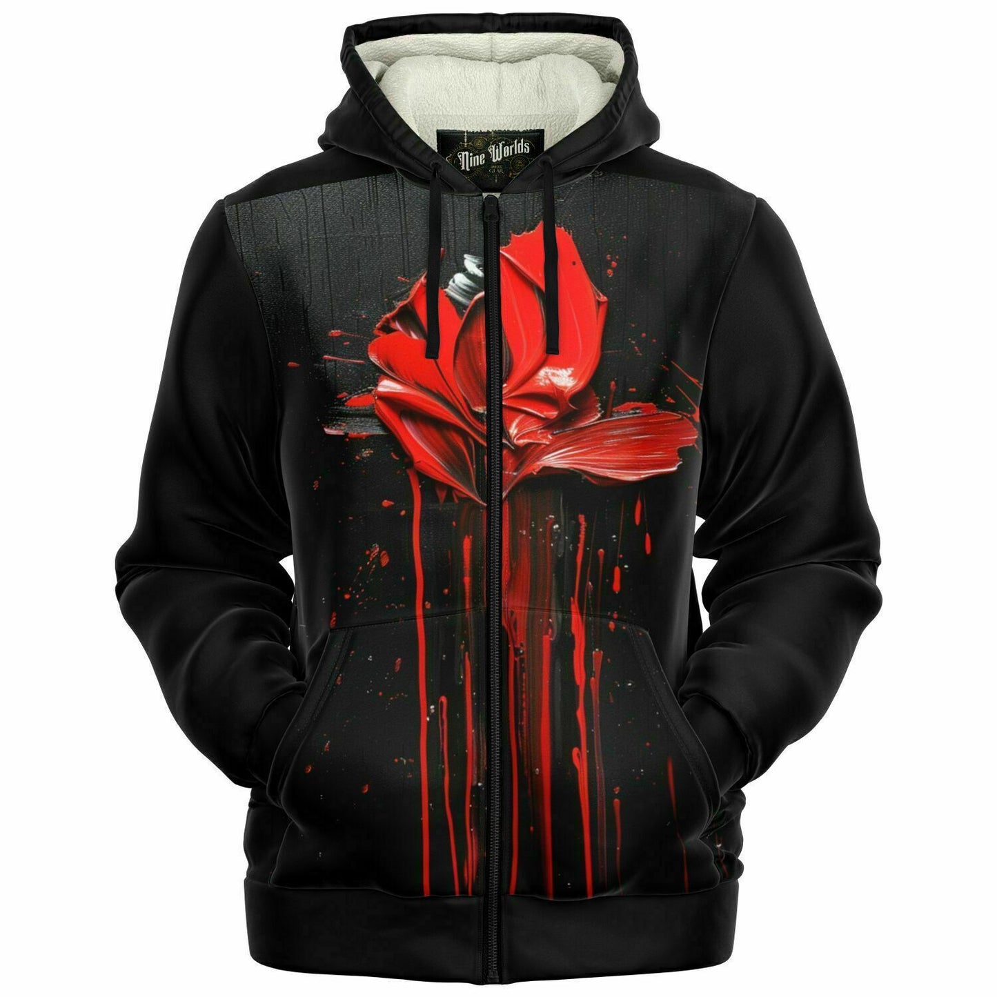 Fleece-Lined  Zip Hoodie - Melting Rose - Nine Worlds Gear