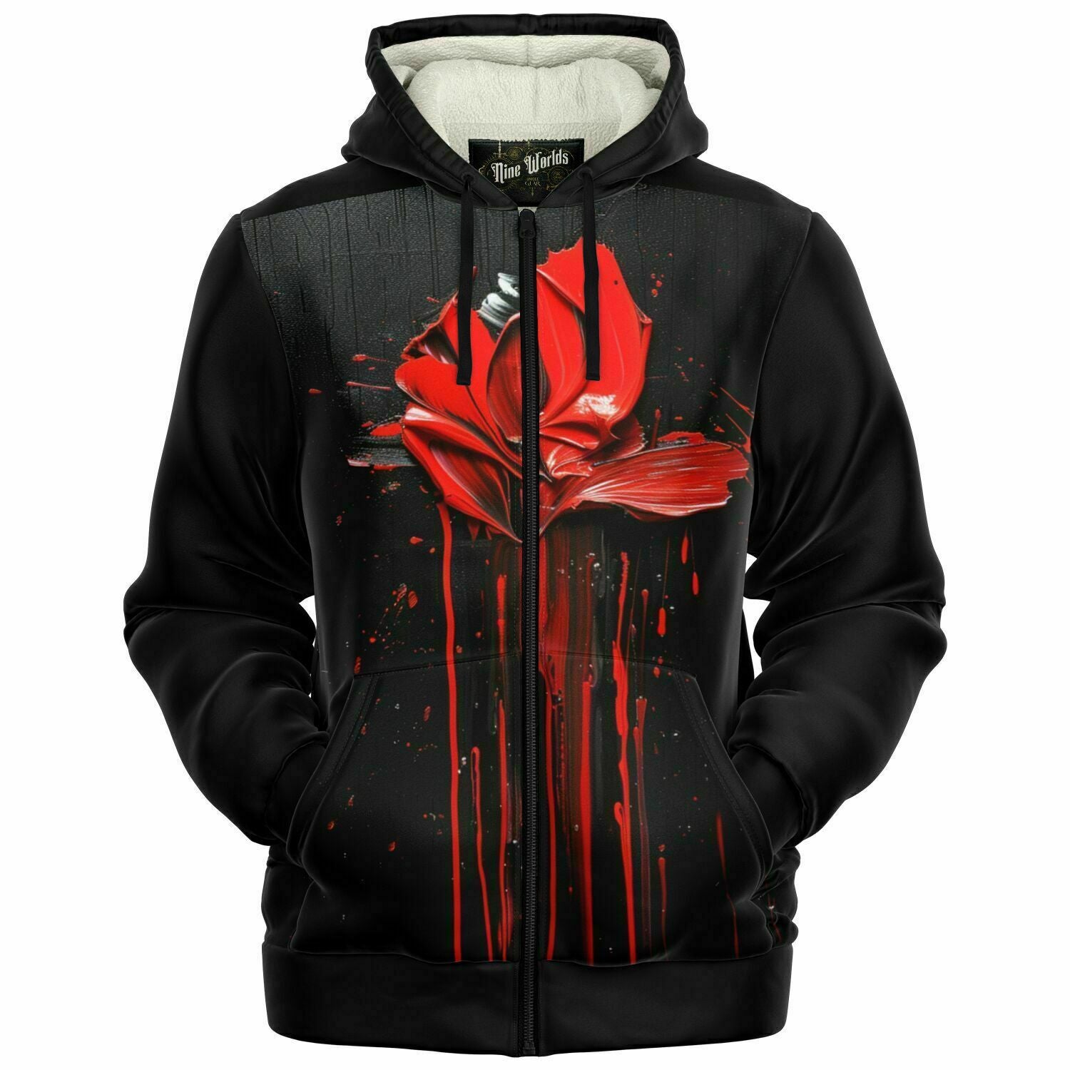 Fleece-Lined  Zip Hoodie - Melting Rose - Nine Worlds Gear